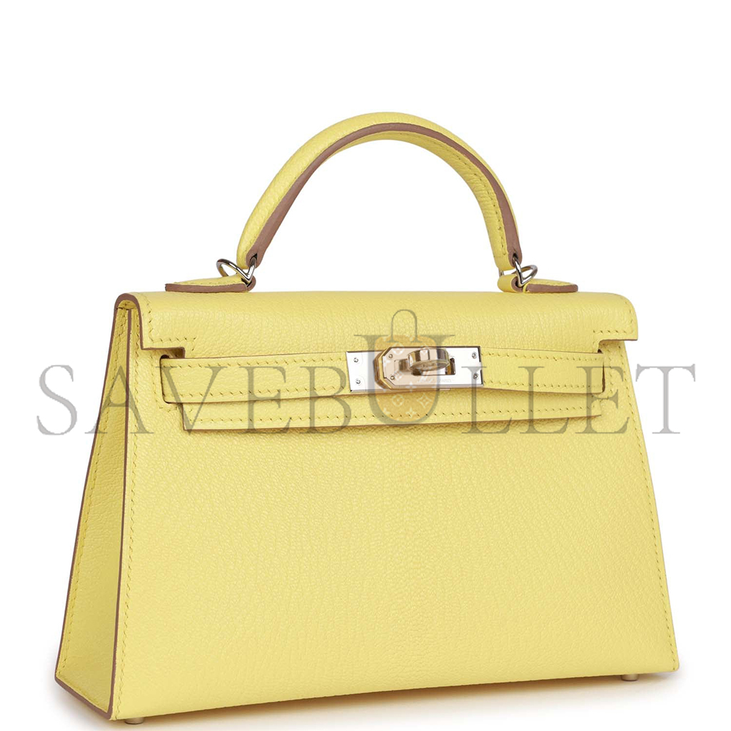 H**mes mini kelly ii sellier limoncello chevre palladium hardware (19*12*5.5cm)